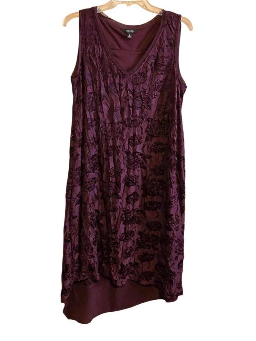 Crinkle Floral Sleeveless Dress Purple Chic flirty textured look romance party